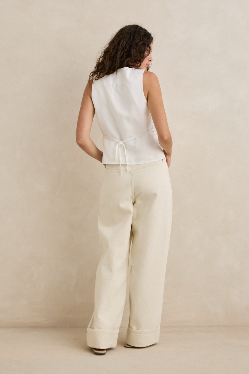 Jasper Turnback Pant White
