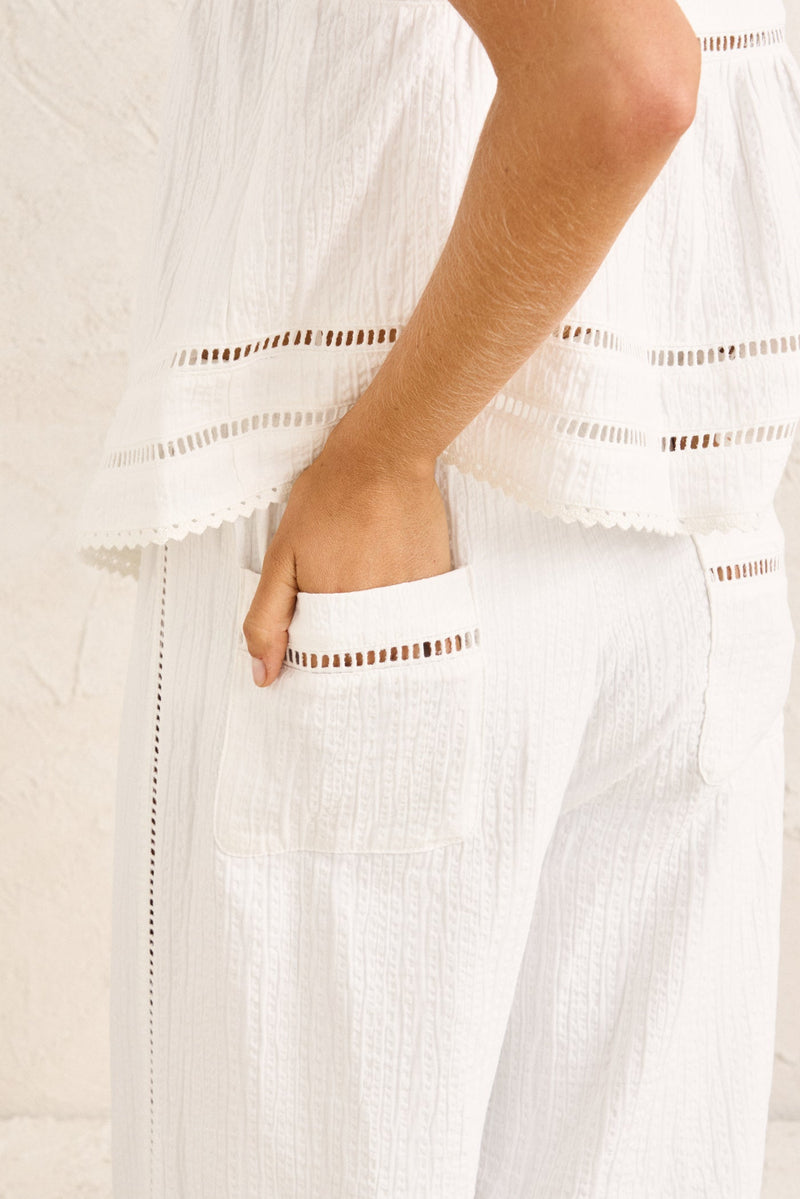 Macy Scallop Pant White