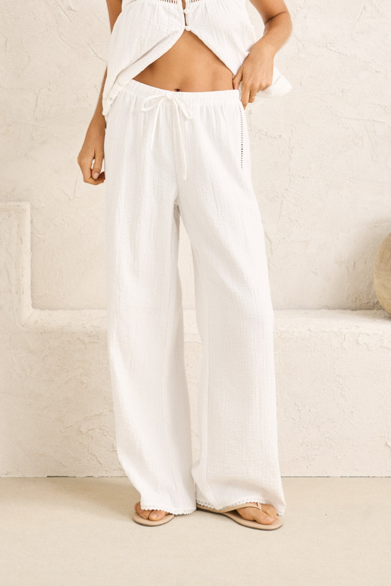 Macy Scallop Pant White