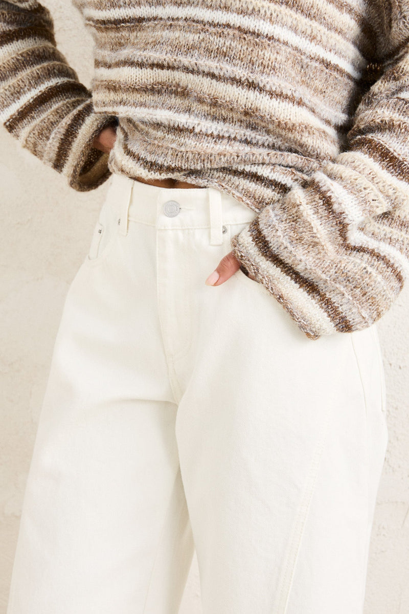 Low Rise Tie Side Jean White