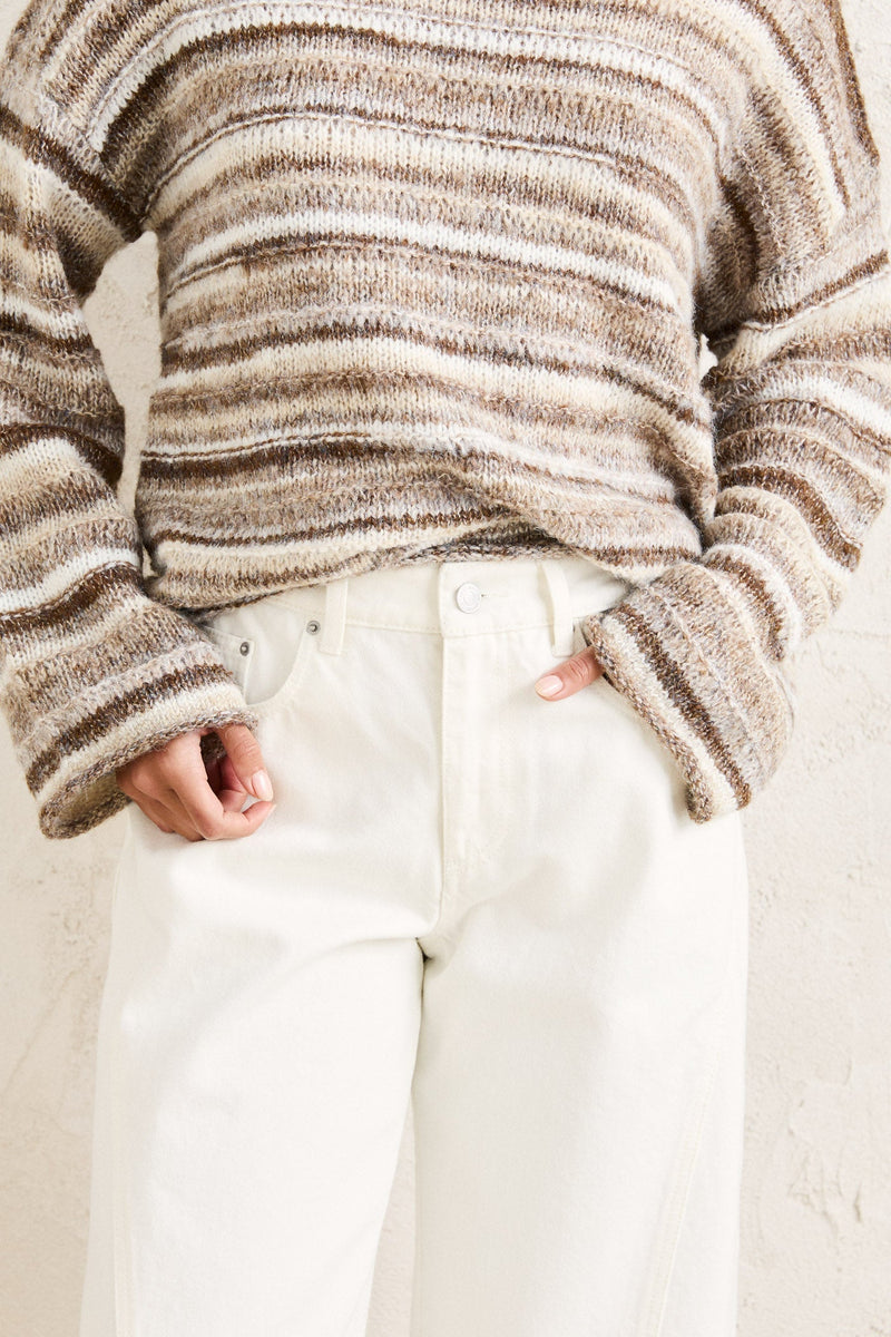 Low Rise Tie Side Jean White