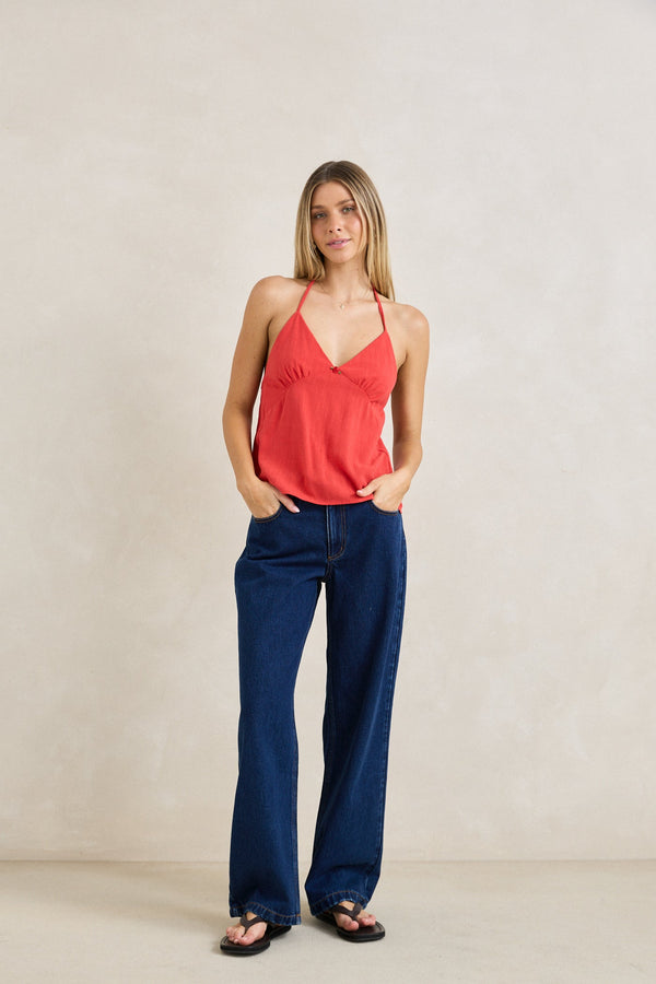 Lula Low Rise Pant Dark Denim