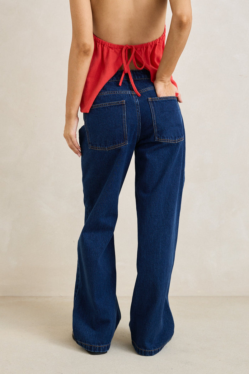 Lula Low Rise Pant Dark Denim