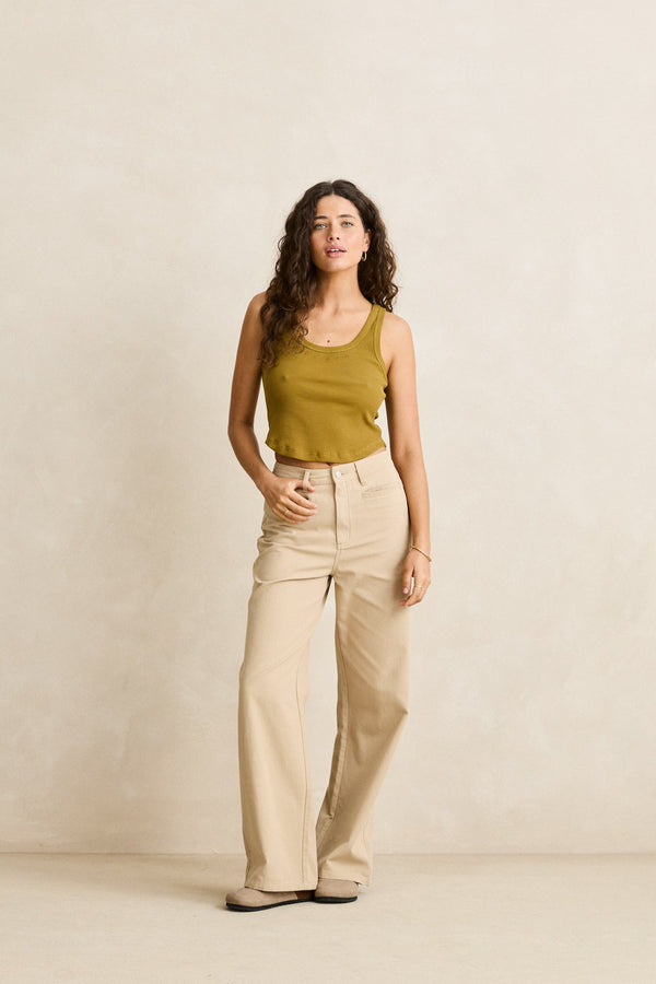 Posy Rib Tank Olive
