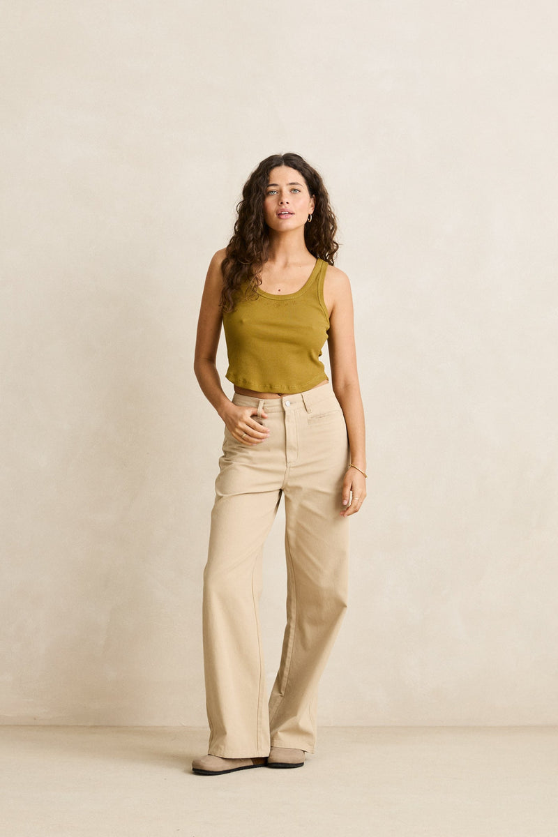 Posy Rib Tank Olive