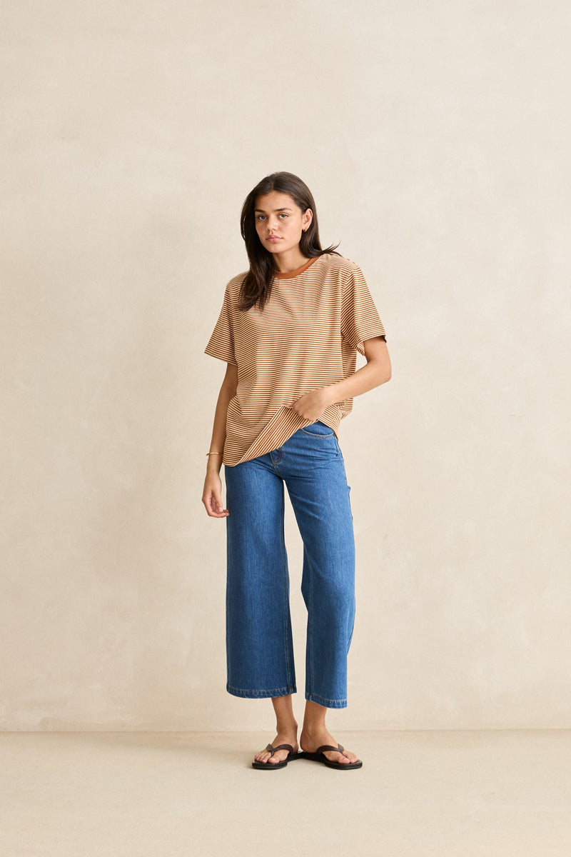 Essential Stripe Ss T-Shirt Tobacco