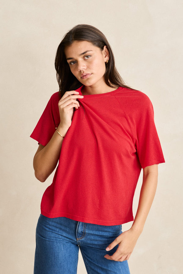 Essential Linen Ss T-Shirt Red