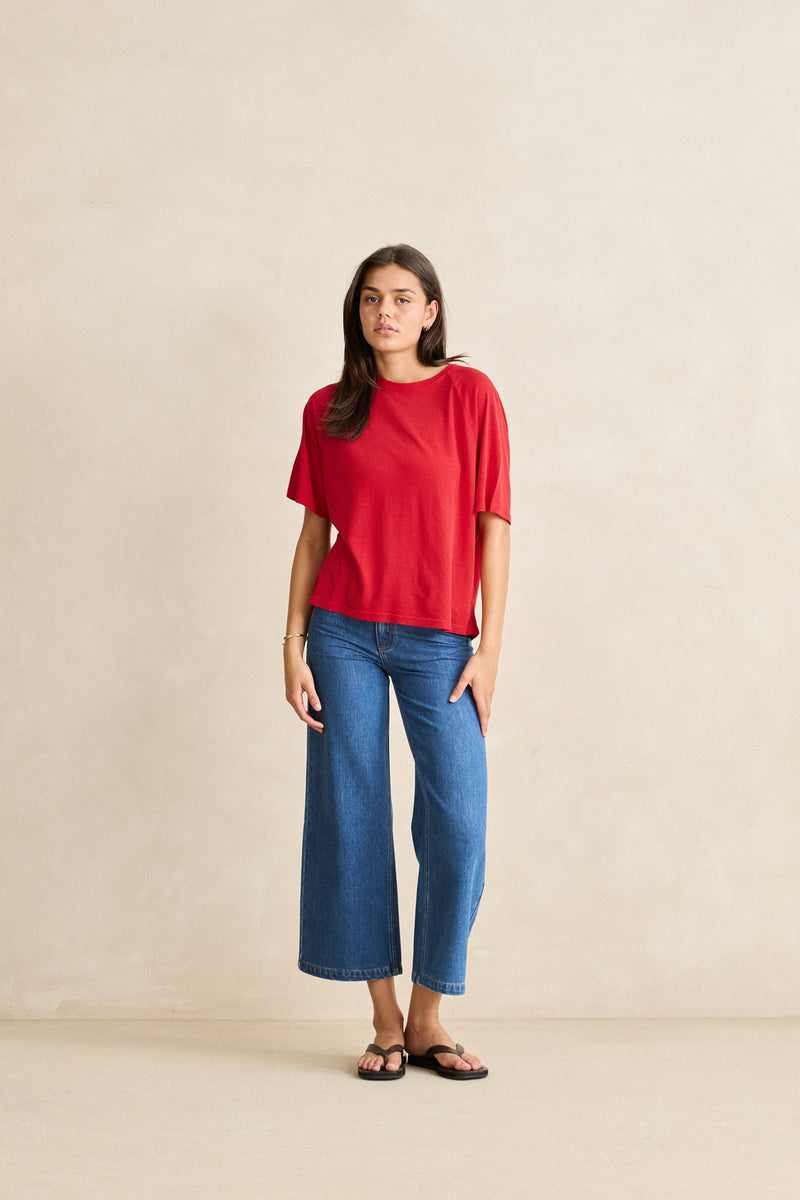 Essential Linen Ss T-Shirt Red