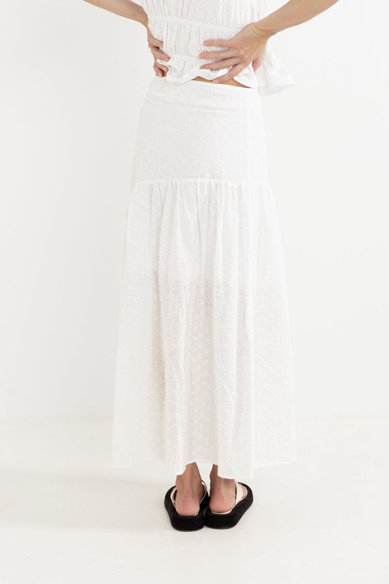 Bailey Broderie Skirt White