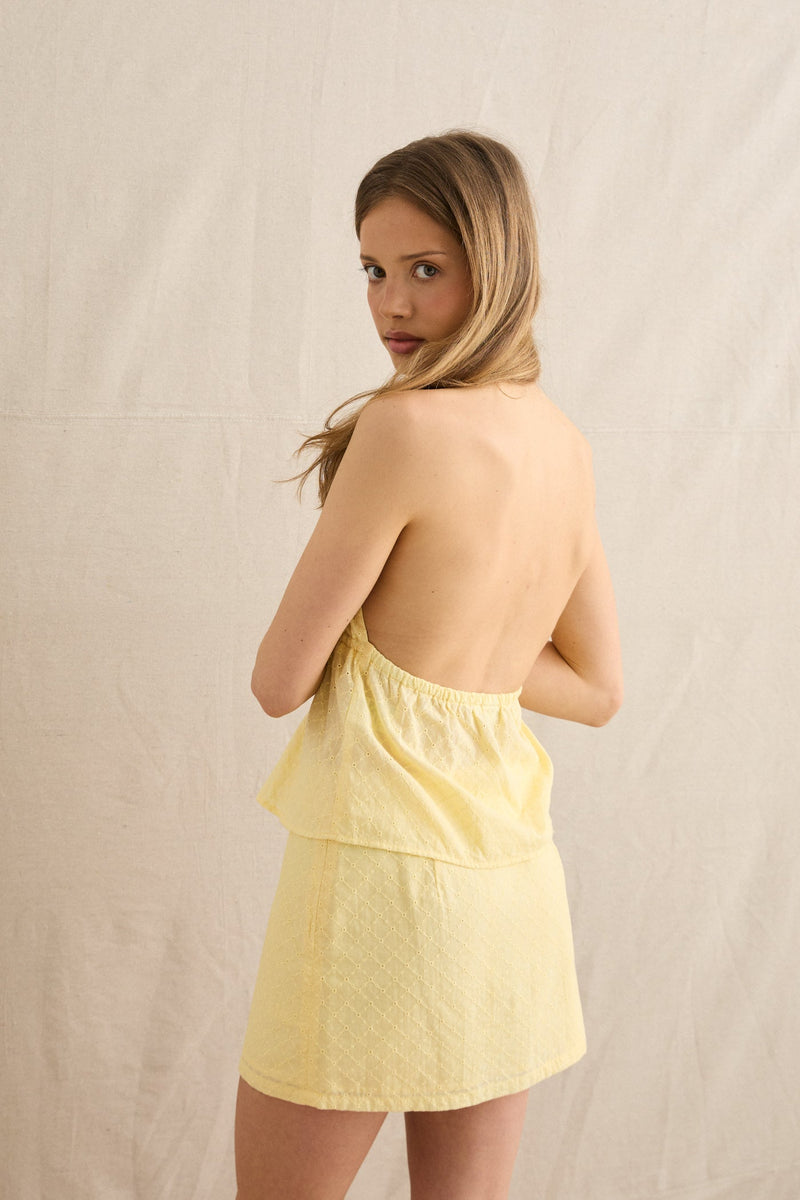 Porto Eyelet Mini Skirt