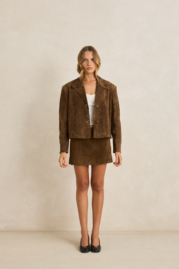 Poppy Eyelet Suede Mini Skirt