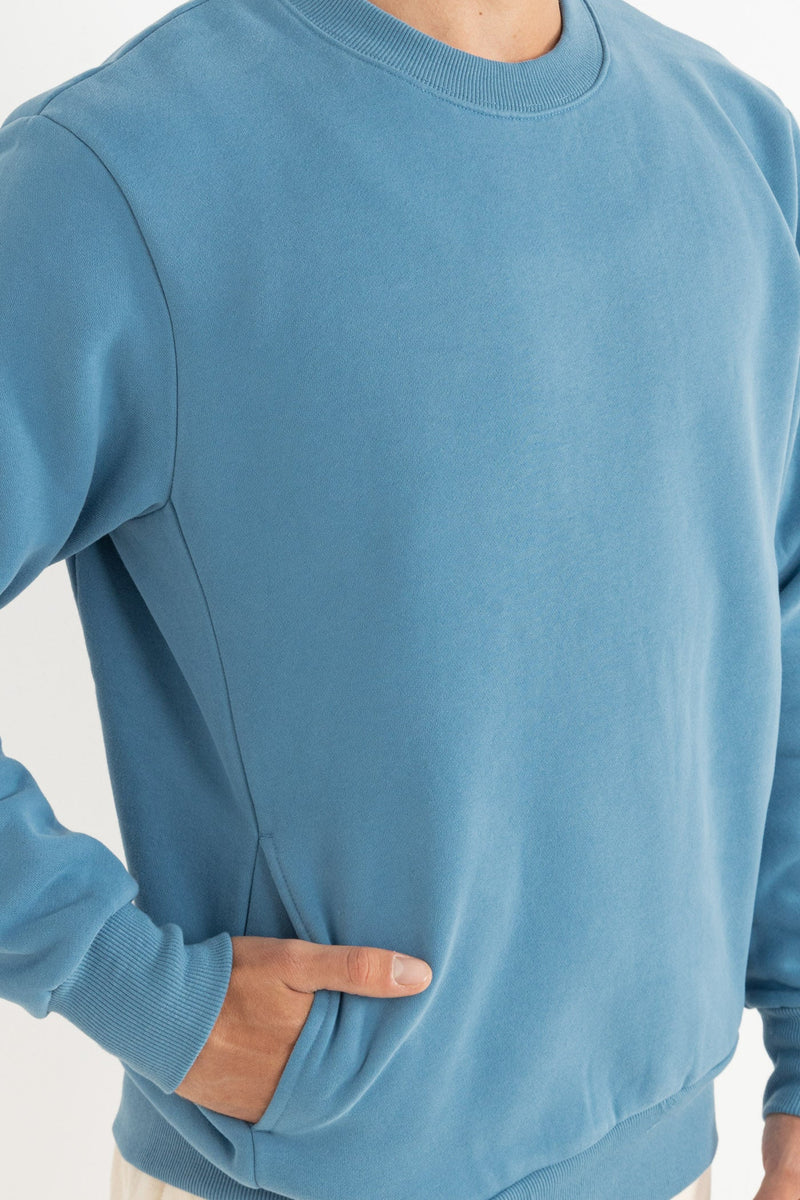 Classic Fleece Crew Mineral Blue