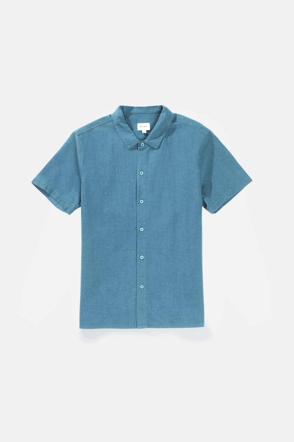 Classic Linen Ss Shirt Mineral Blue