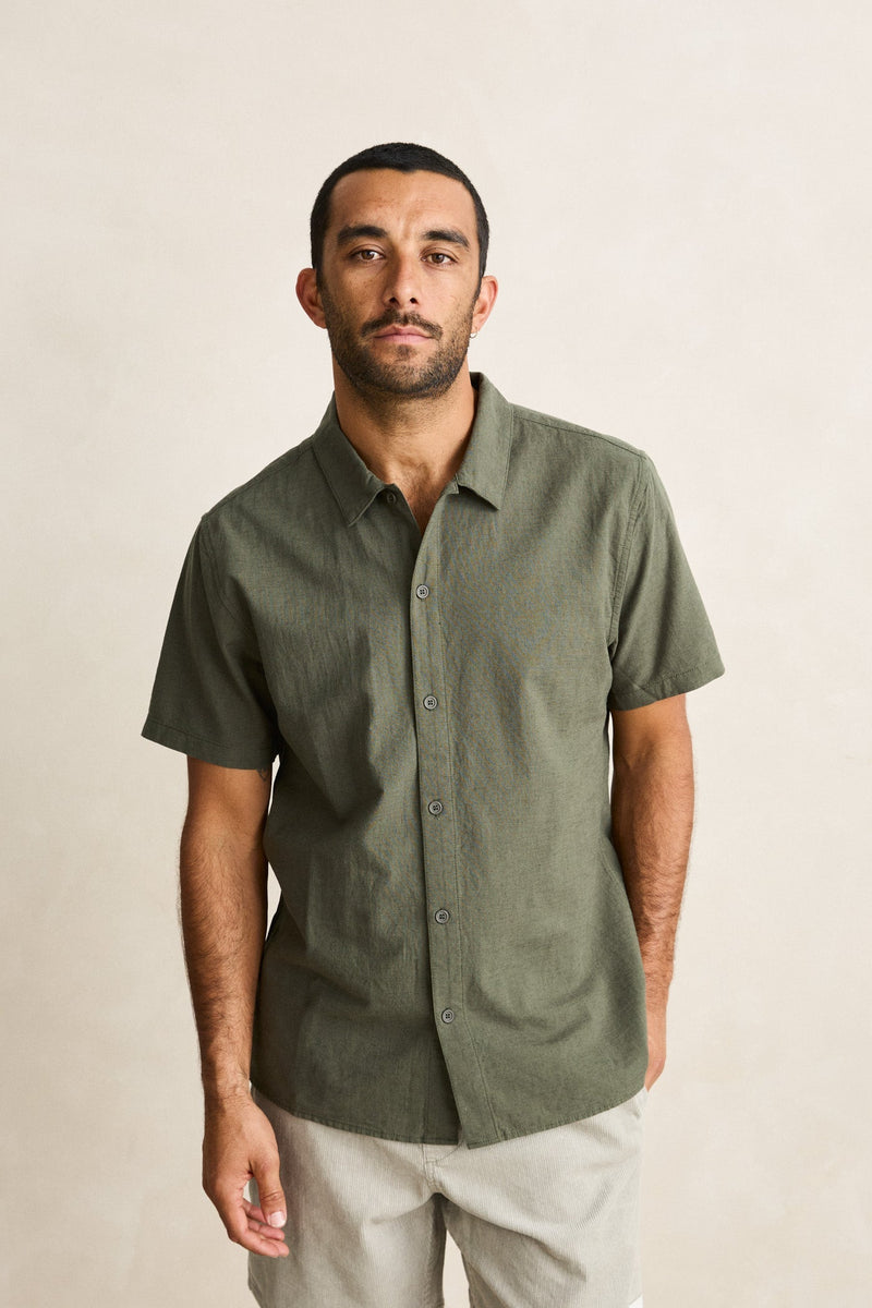Classic Linen Ss Shirt Forest Green
