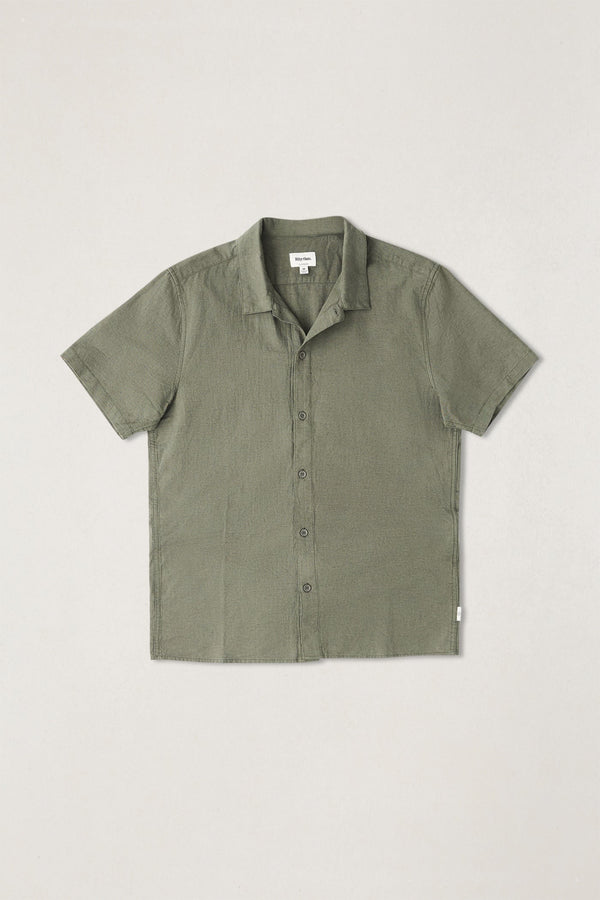 Classic Linen Ss Shirt Forest Green
