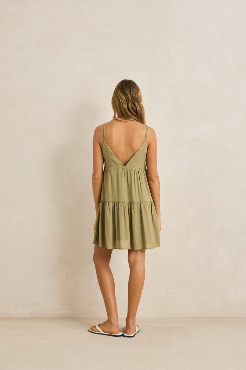 Classic Tiered Mini Dress Olive