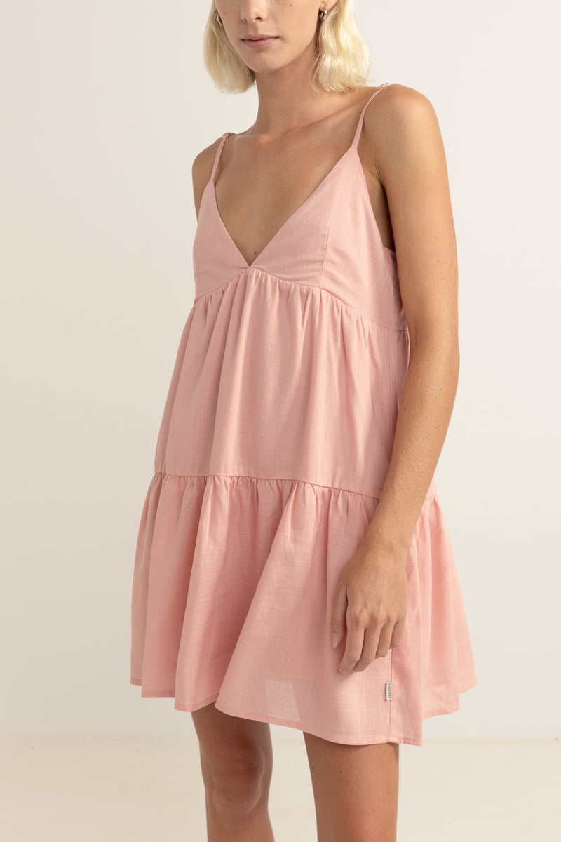 Classic Tiered Mini Dress Rose