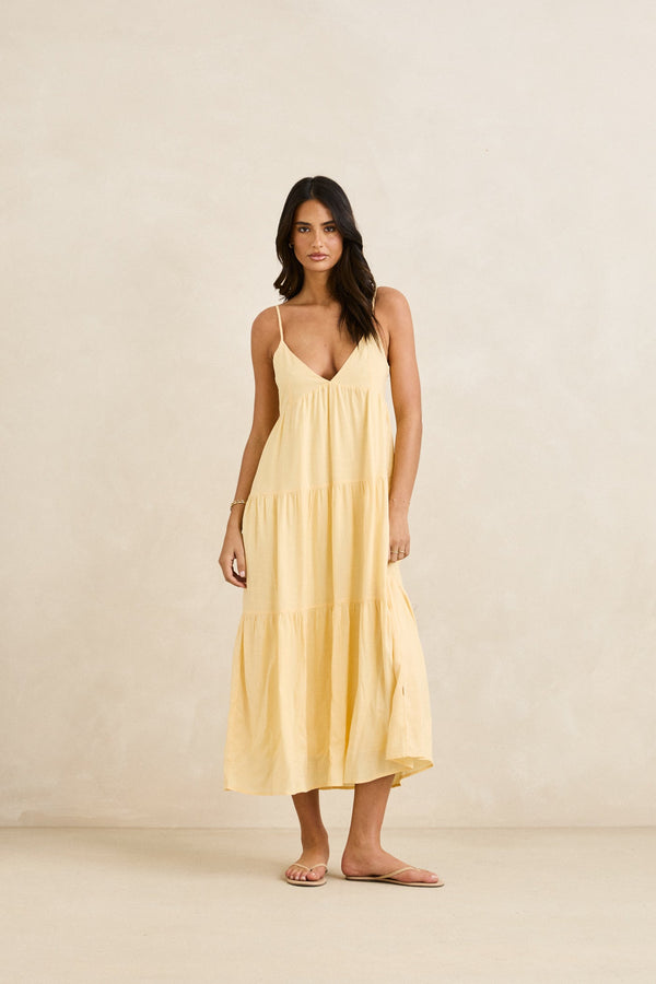 Classic Tiered Midi Dress Butter