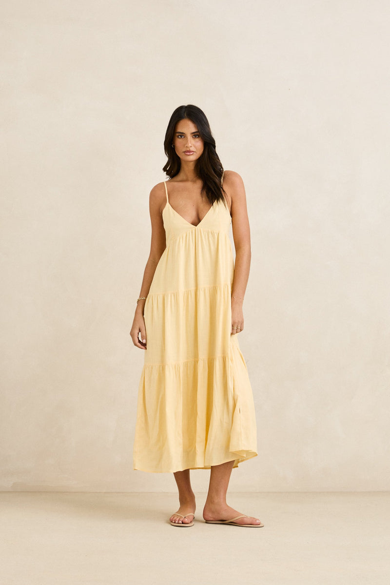 Classic Tiered Midi Dress Butter