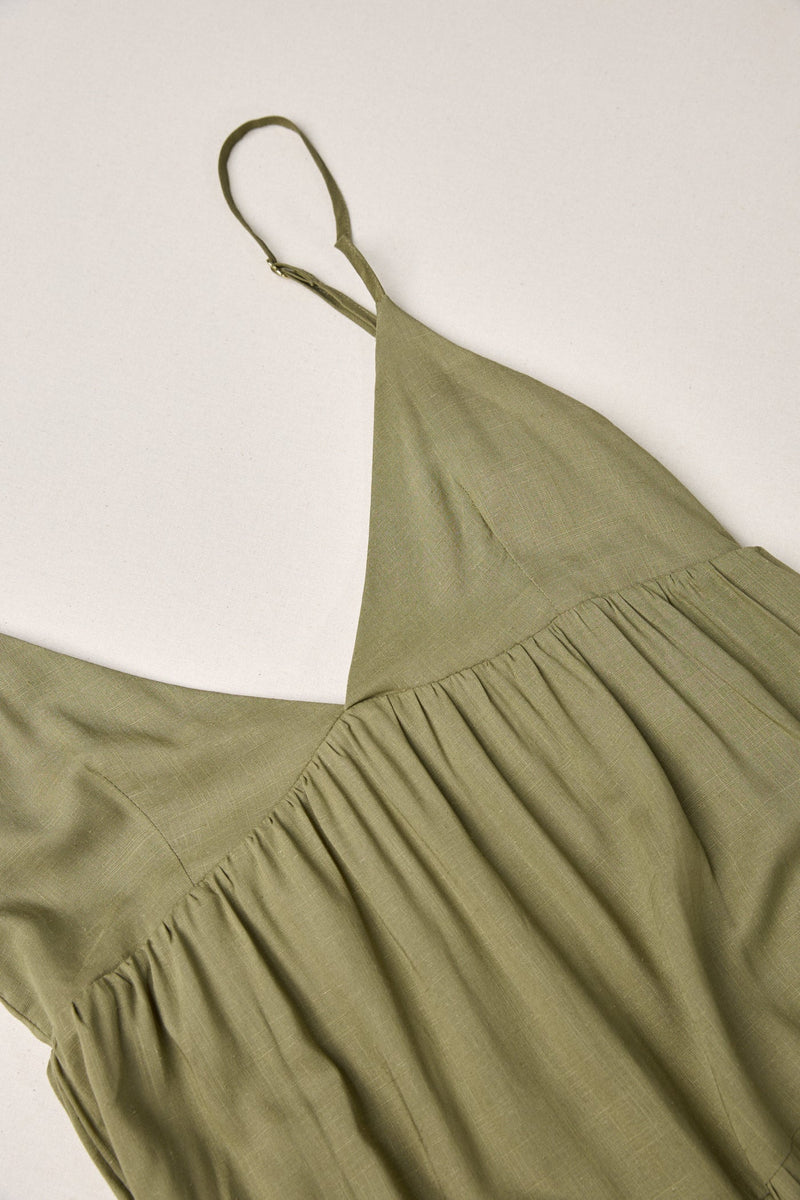 Classic Tiered Midi Dress Olive