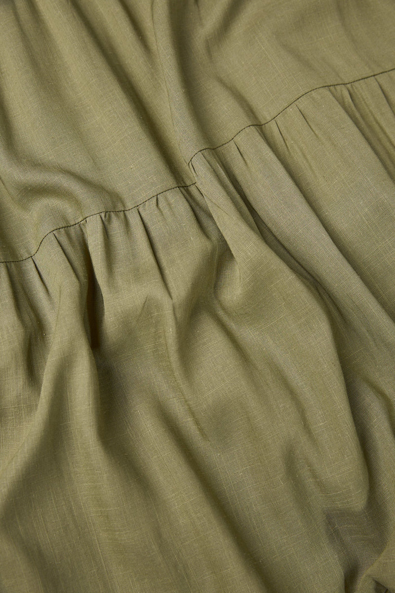 Classic Tiered Midi Dress Olive