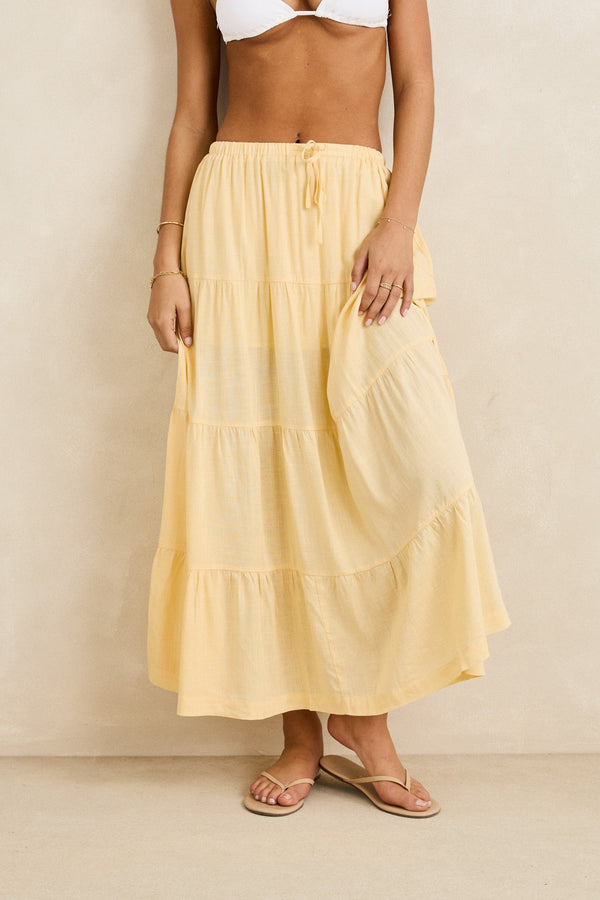 Classic Tiered Maxi Skirt Butter
