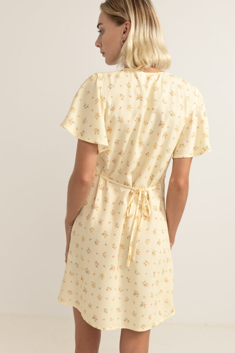 Dahlia Cap Sleeve Mini Dress Lemon