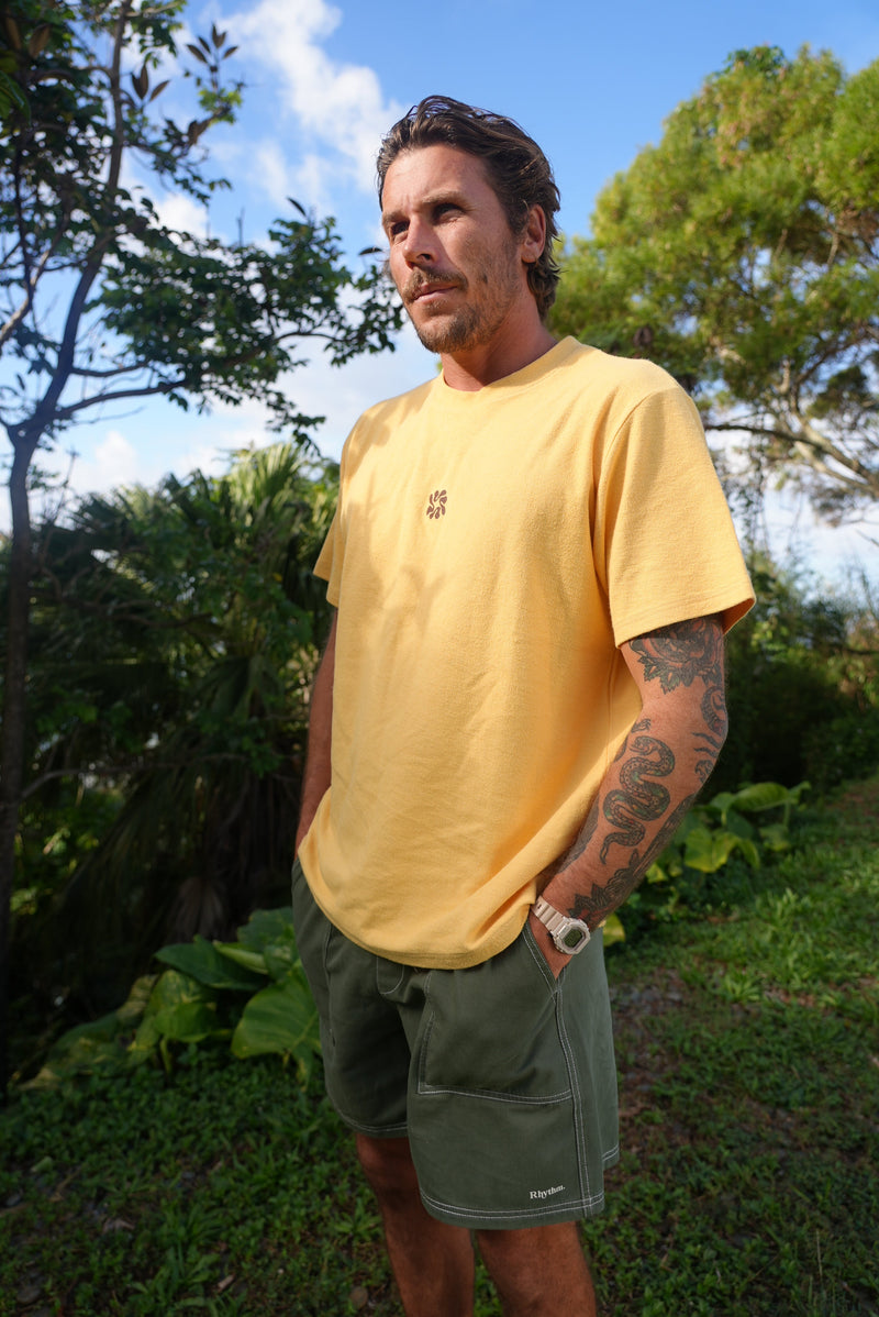 Traction Vintage Terry Ss T-Shirt Sunset Yellow