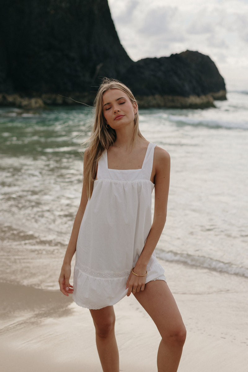 Broderie Lace Mini Dress White  Rhythm EU