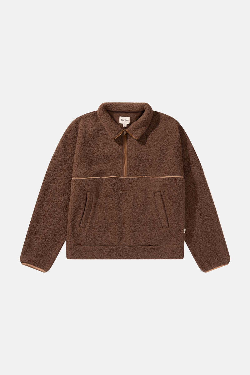 Contrast Quarter Zip Pullover Chocolate