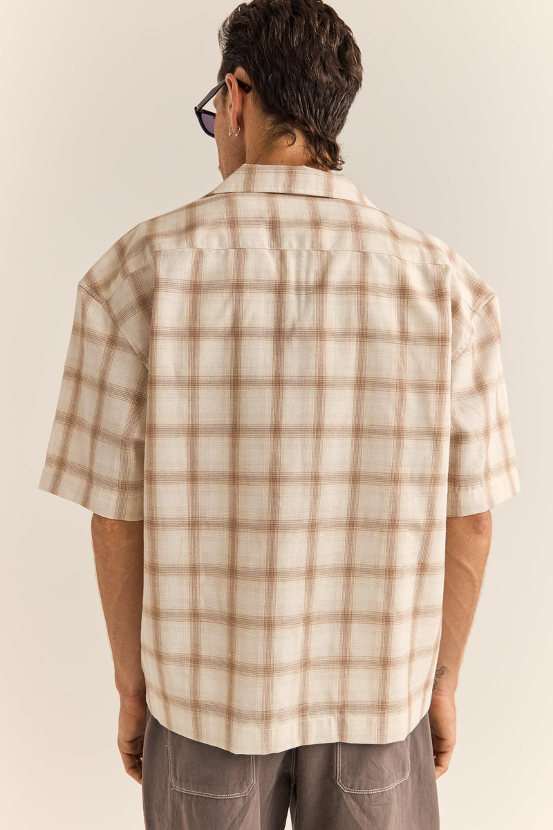 Relaxed Check Ss Shirt Natural