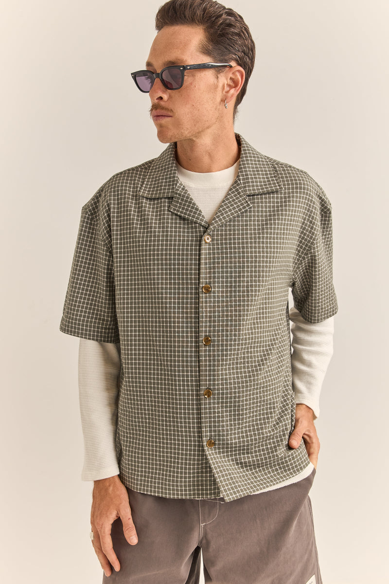 Relaxed Check Ss Shirt Olive