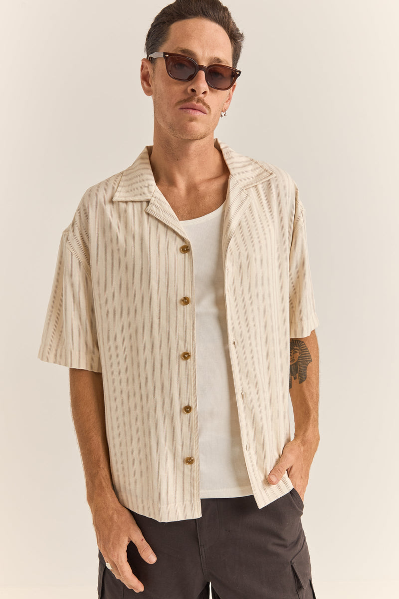 Relaxed Stripe Ss Shirt Natural