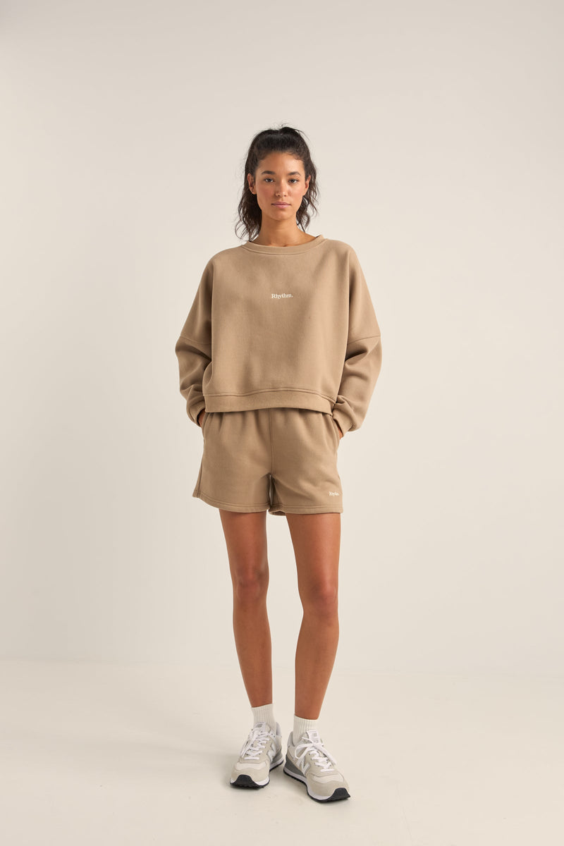 Logo Crew Neck Fleece Taupe