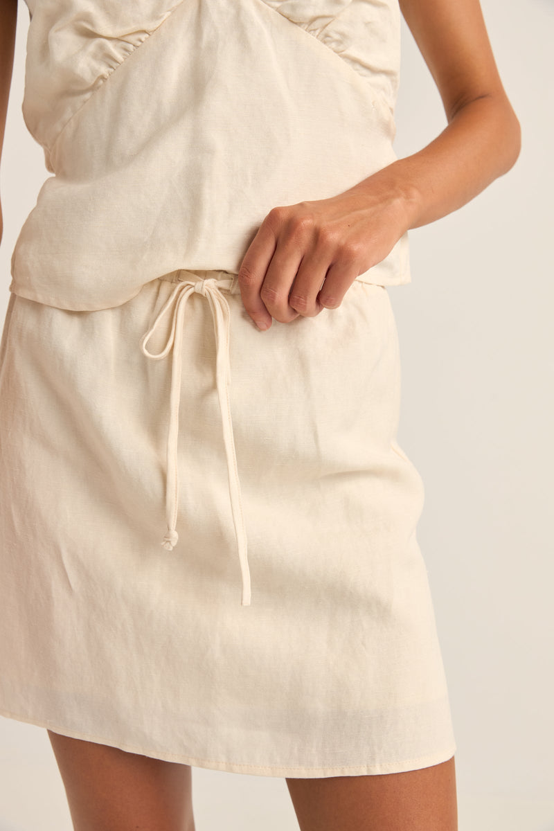 Lenny Drawcord Skirt Cream