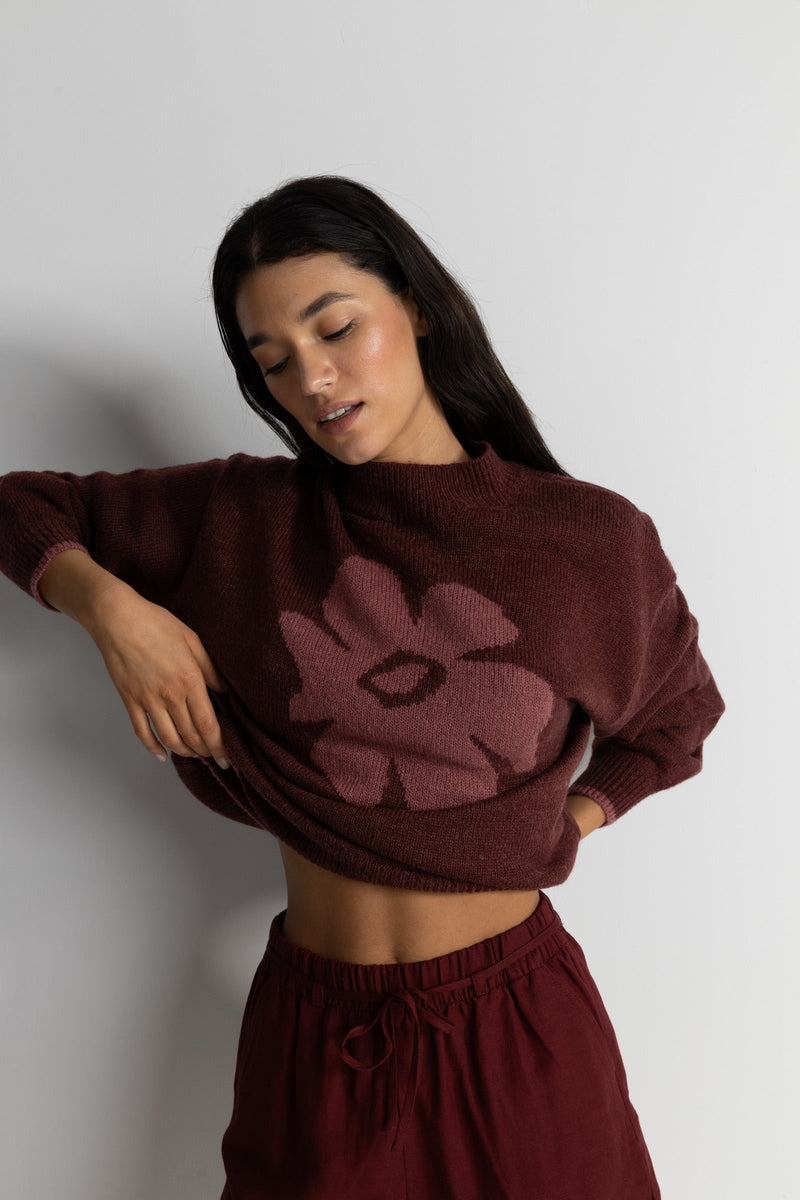 Juliet Floral Jumper Burgundy