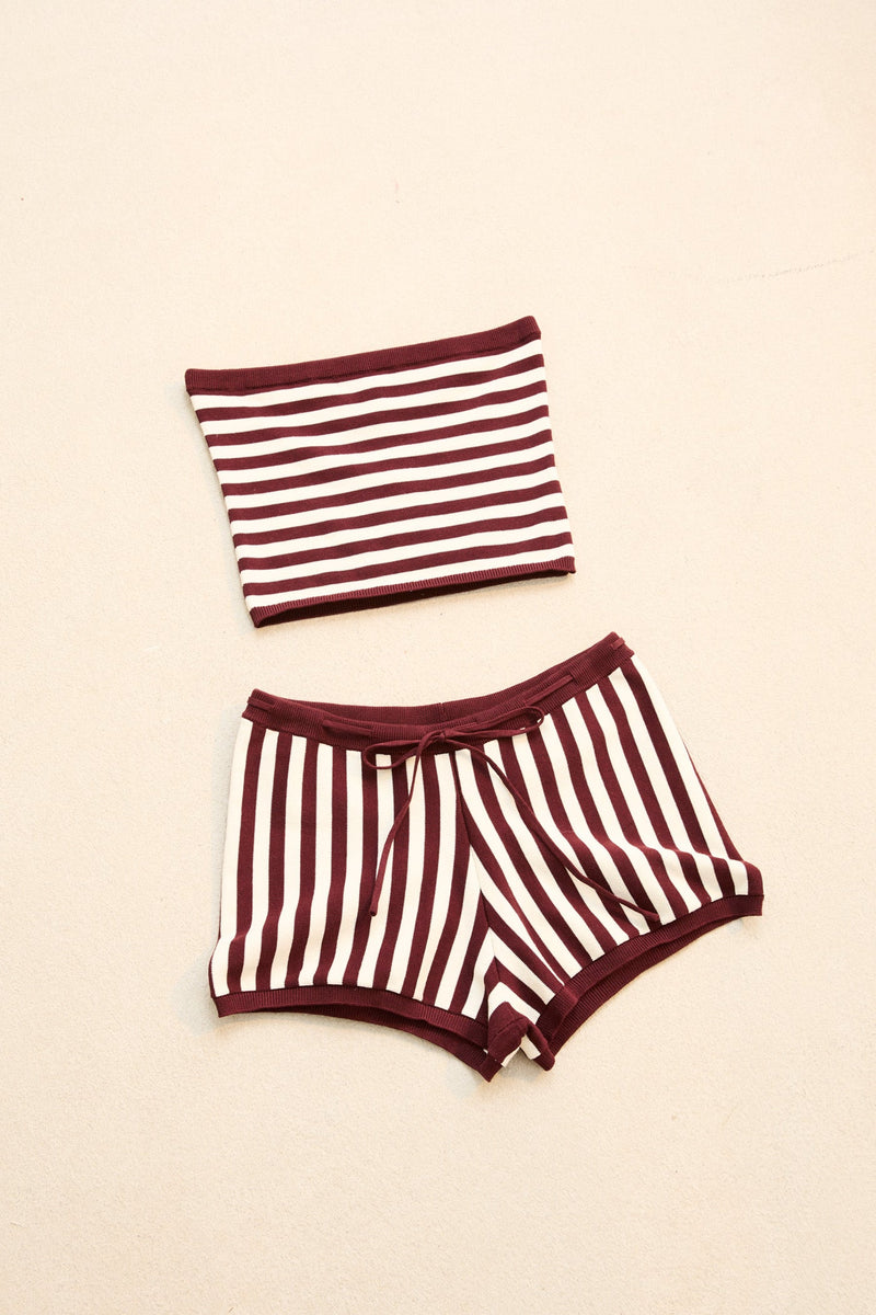Daybreak Stripe Bandeau Knit Top Paprika