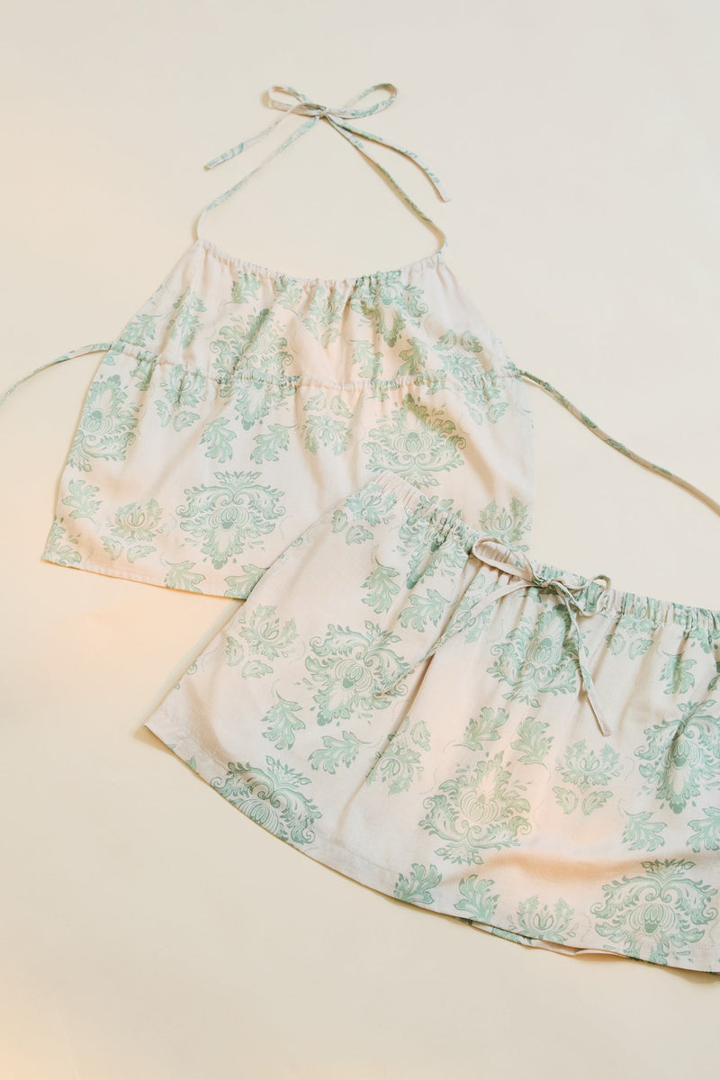Brocade Halter Top Basil