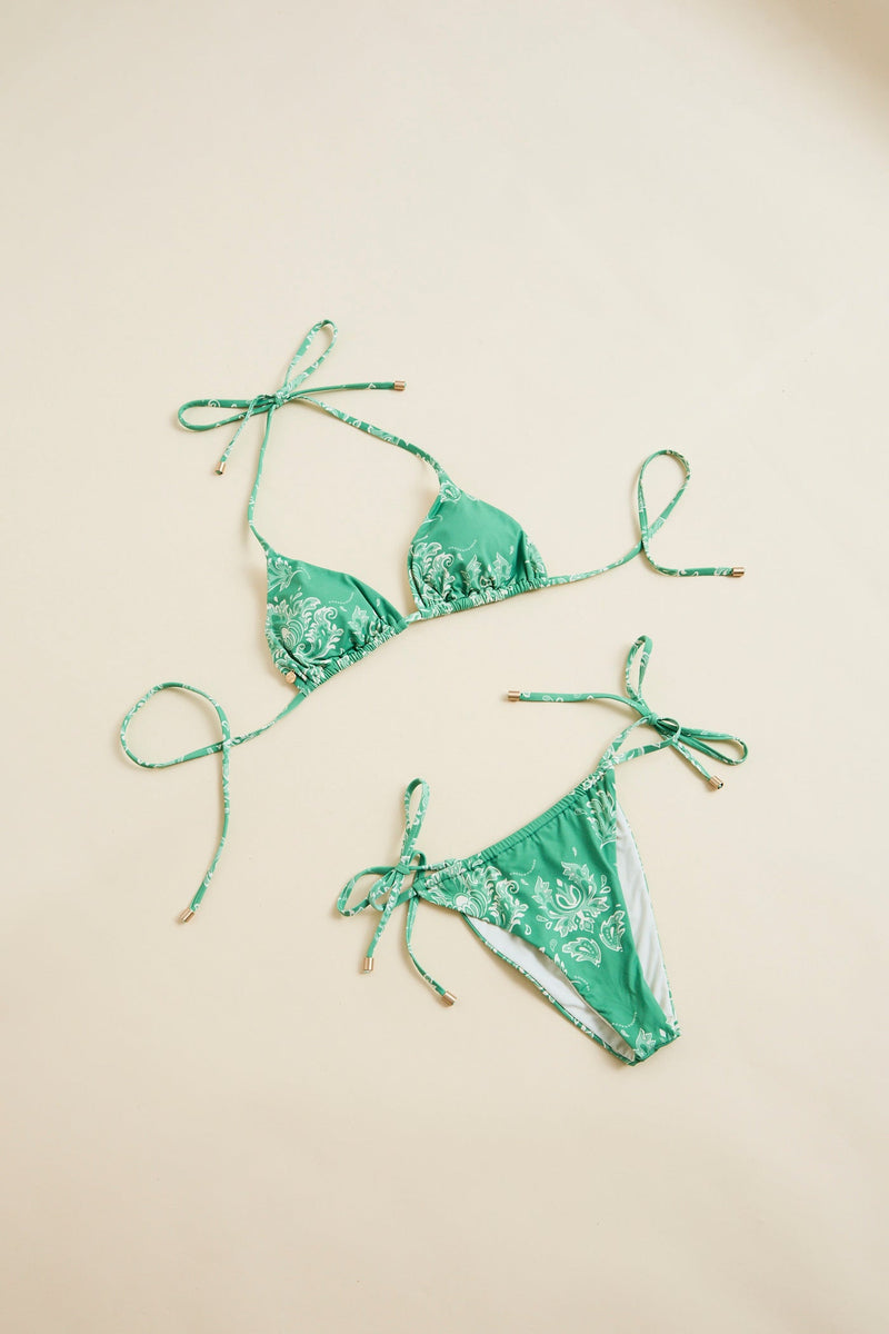 Brocade Gathered Tie Side Itsy Pant Palm