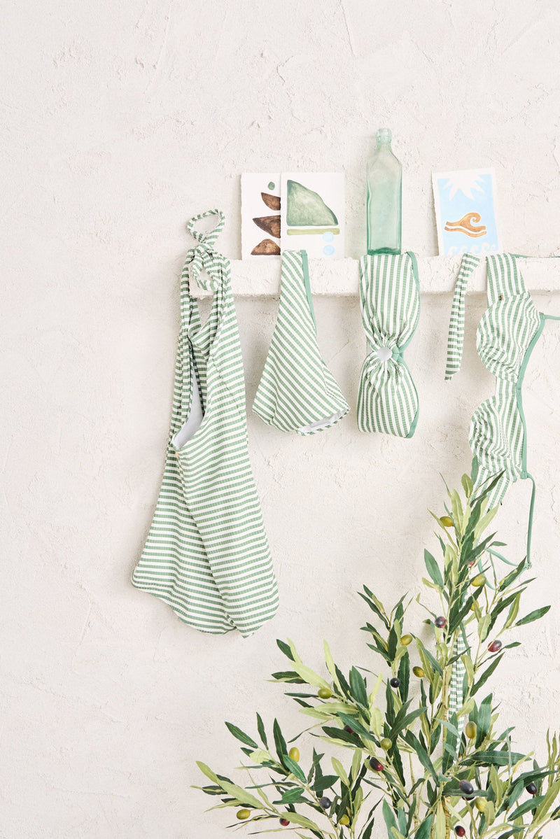 Harbor Stripe Rib Hi Cut Pant Olive