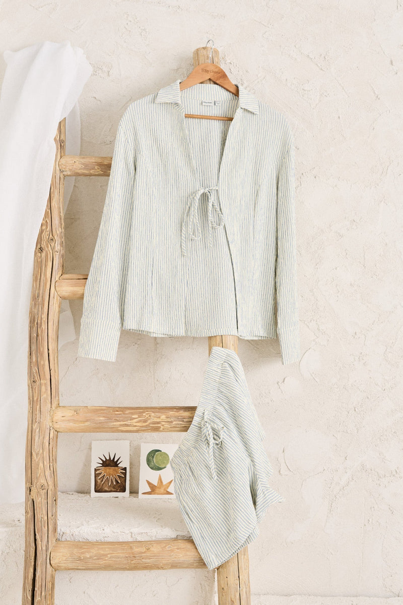 Driftwood Stripe Overswim Short Cream