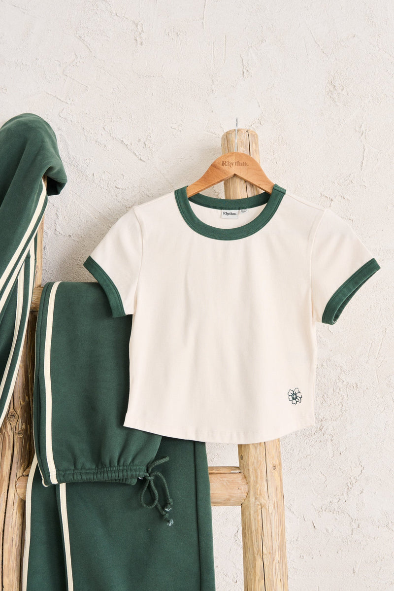 Embroidered Floral Tee Natural/Hunter