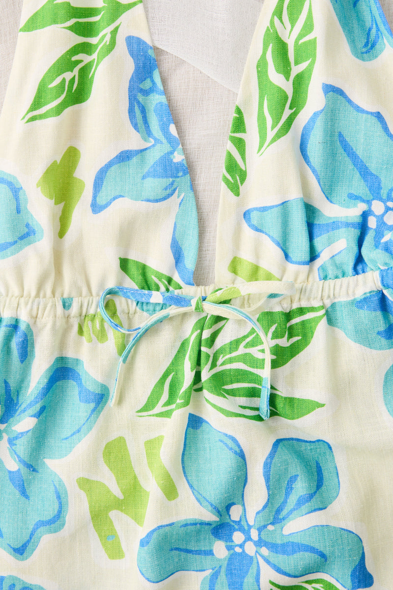 Makani Floral Halter Mini Dress Blue
