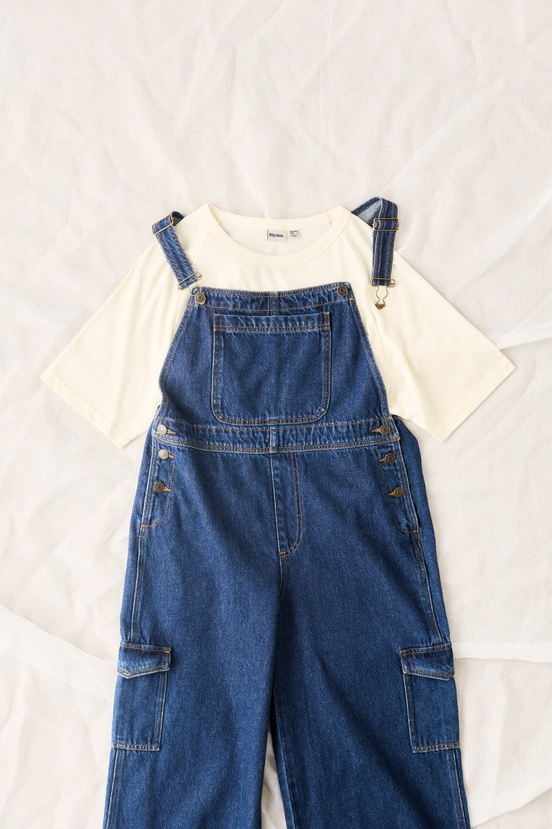 Charlie Wide Leg Cargo Overall Dark Denim