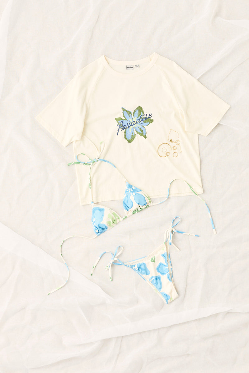 Makani Floral Tie Side Hi Cut Pant Blue