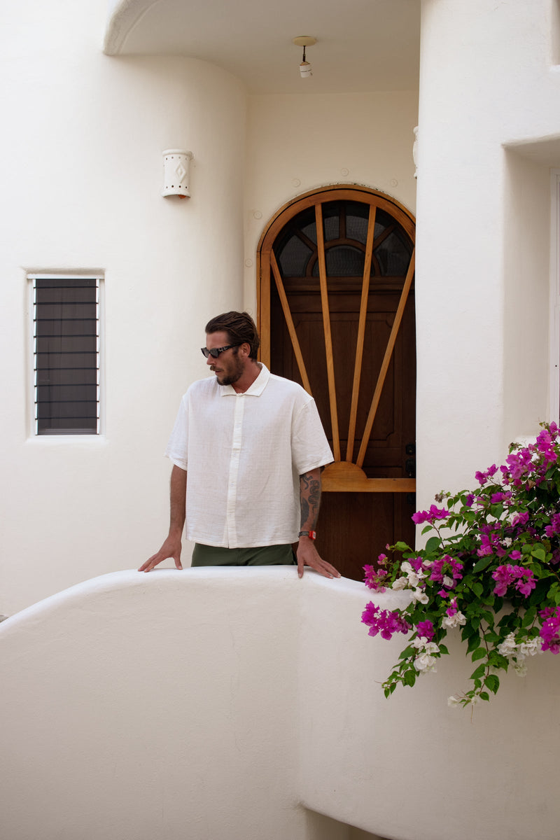 Leads Relaxed Check Ss Shirt White