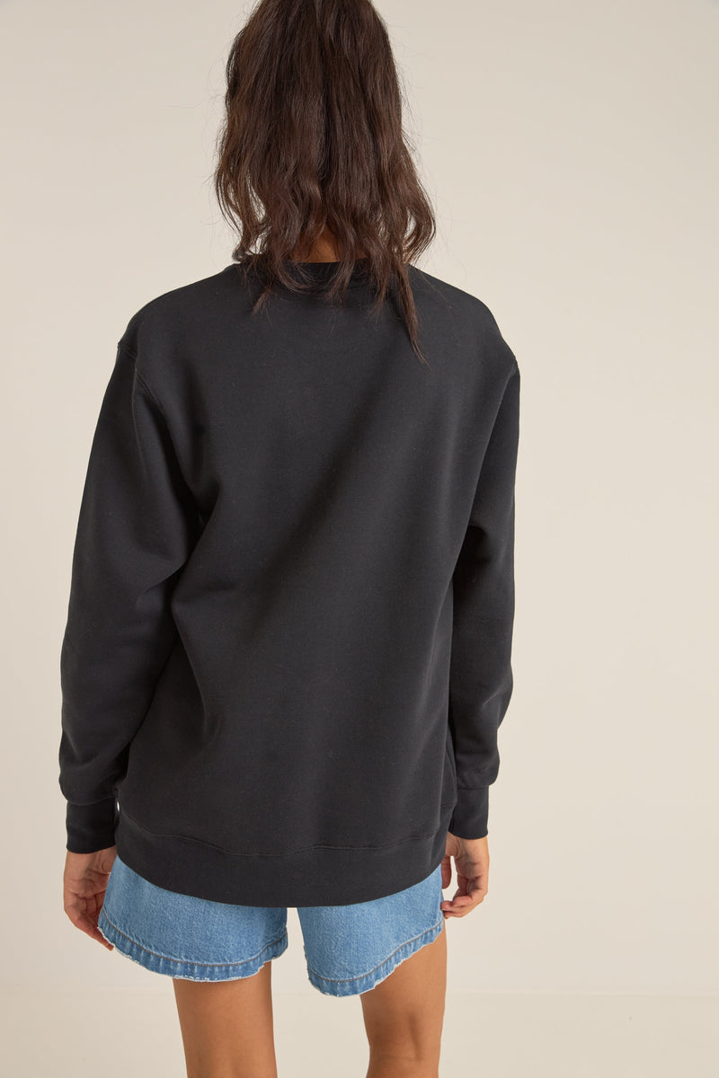 Flagship Boyfriend Fleece Crew Black