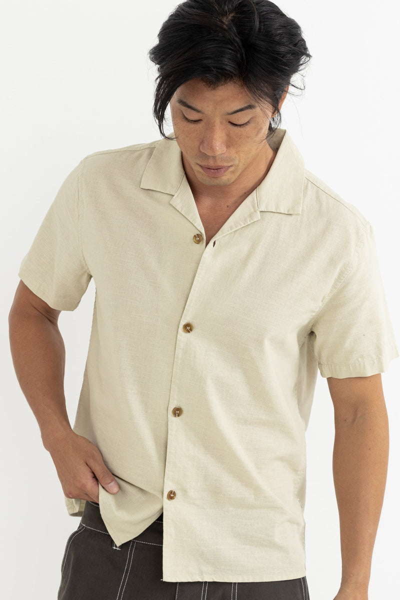 Linen Cuban Ss Shirt Bone