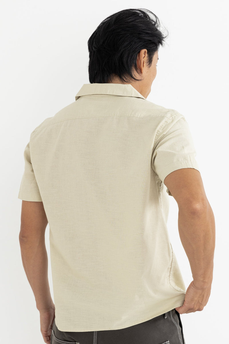 Linen Cuban Ss Shirt Bone