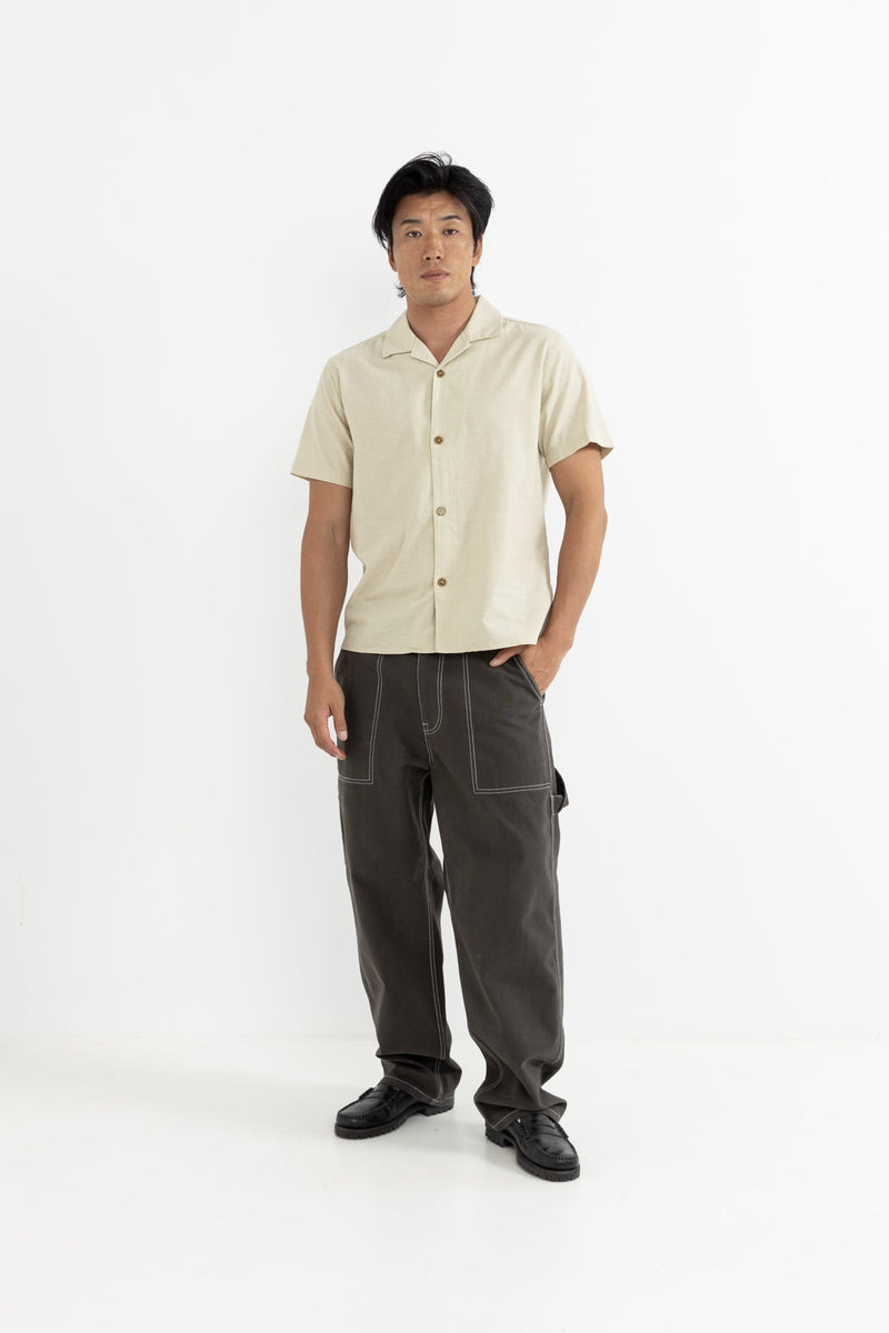 Linen Cuban Ss Shirt Bone